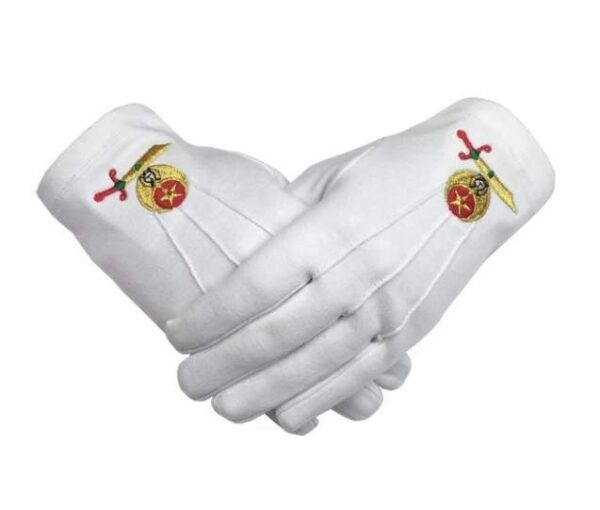 Masonic Shriner Emblem White Cotton Gloves