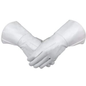 Masonic Piper Drummer Leather Gloves White Soft Leather Knight Templar