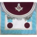Master Mason Silver Embroidered Apron – Maroon and Sky Blue