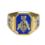 Stainless Steel Masonic Signet Ring - Blue Gold