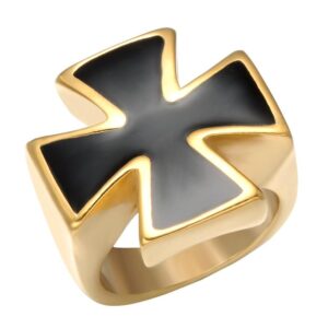 Gold Black Rings | Knights Templar Cross Rings